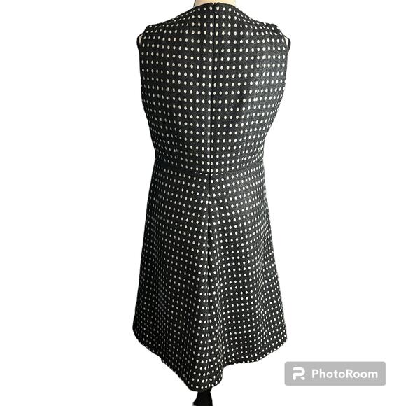 Boden British Tweed by Moon Charcoal Polka Dot Wool Blend Fit Flare Dress Sz 10 - Picture 3 of 5